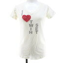 【中古】ツインセット TWIN-SET 半袖 Tシャツ カットソー M 白系 アイボリー Vネック ビーズ レディース 【ベクトル 古着】 250627