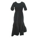 【中古】ザラ ZARA 五分袖 ミモレ丈 フレアワンピース ワンピース XS 黒系 ブラック 無地 レディース 【ベクトル 古着】 250703(4)