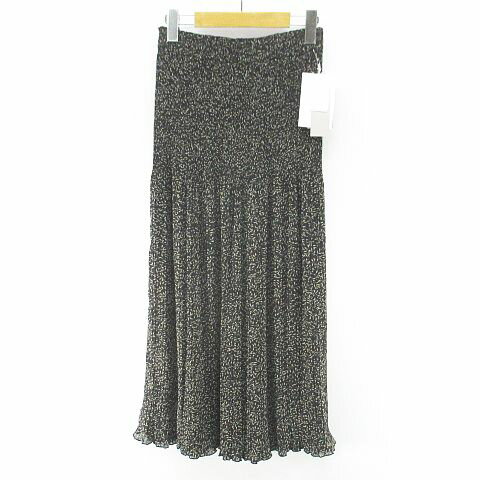 【中古】未使用品 I digh Fashion リバーシブル リーフ柄 葉っぱ柄 ロング丈 プリーツスカート スカート F 黒系 ブラック 無地 タグ付 レディース 【ベクトル 古着】 250703