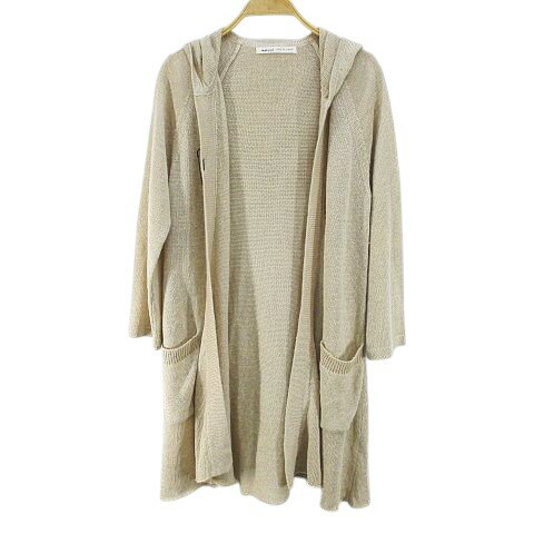 【中古】コンジェペイエ アデュートリステス conges payes ADIEU TRISTESSE 長袖 ロングカーデガン フード付き ベージュ系 リネン100％ 前開き ポケット レディース 【ベクトル 古着】 250729