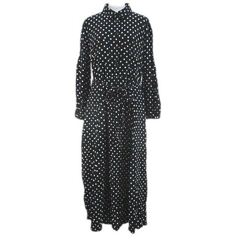 【中古】未使用品 ザラ ZARA ドット柄 長袖 シャツワンピース ロング マキシ丈 M 黒系 ブラック 胸ポケット タグ付 レディース 【ベクトル 古着】 250807 【中古】未使用品 ザラ ZARA ドット柄 長袖 シャツワンピース ロング マキシ丈 M 黒系 ブラック 胸ポケット タグ付 レディース 【ベクトル 古着】 250807