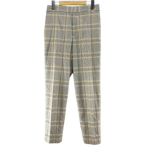 【中古】イネド INED 千鳥格子 チェック柄 ロング丈 テーパードパンツ 7 ベージュ ジップフライ ストレッチ レディース 【ベクトル 古着】 250809