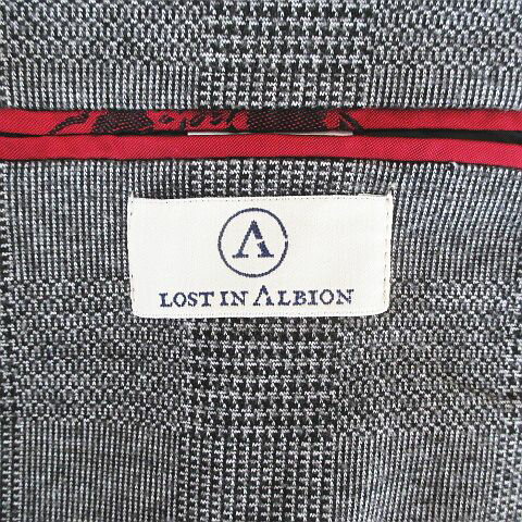 【中古】ロストインアルビオン LOST IN ALBION グレンチェック柄 テーラード ジャケット 50 黒系 ブラック ボタン ストレッチ 裏地 イタリア製 メンズ 【ベクトル 古着】 250916