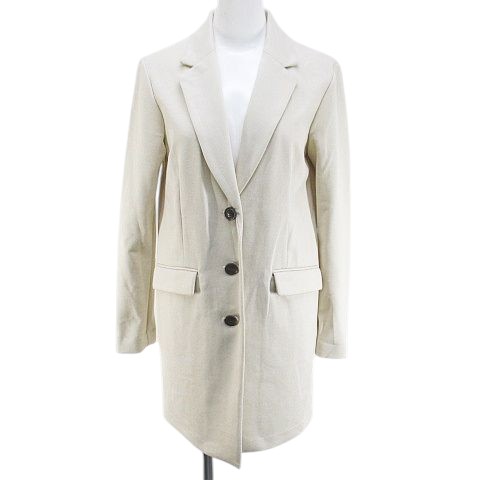 【中古】ダブルダージル Double dazzle チェスターコート 薄手 2 白系 オフホワイト アイボリー ストレッチ ポケット 無地 レディース ..