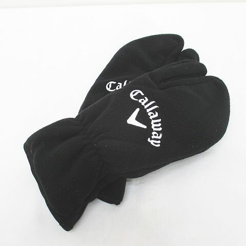 【中古】キャロウェイ CALLAWAY ゴルフウェア 手袋 グローブ ミトン 3本指 黒系 ブラック ロゴ 文字 刺..