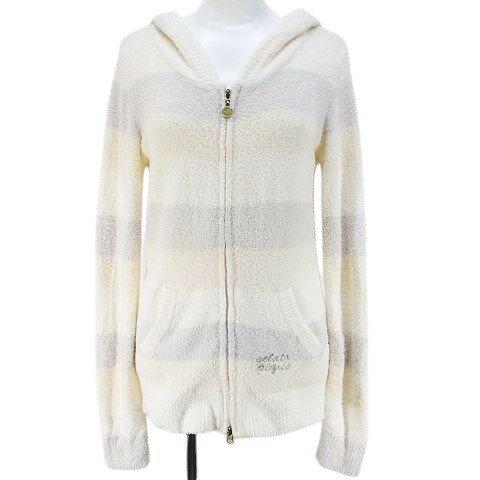 【中古】ジェラートピケ gelato pique ルームウェア 部屋着 ボーダー柄 パーカー ジャケット F 白系 アイボリー ダブルジップ 刺繍 レディース 【ベクトル 古着】 251013