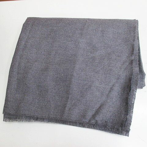 【中古】ザラ ZARA 大判 ストール ショール M 灰系 チャコールグレー 無地 フリンジ レディース 【ベク..