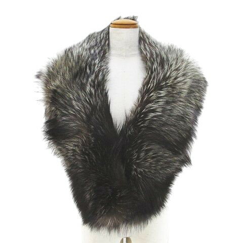 【中古】ティペット マフラー フォックスファー 毛皮 茶系 ブラウン ホック 裏地 レディース 【ベクト..