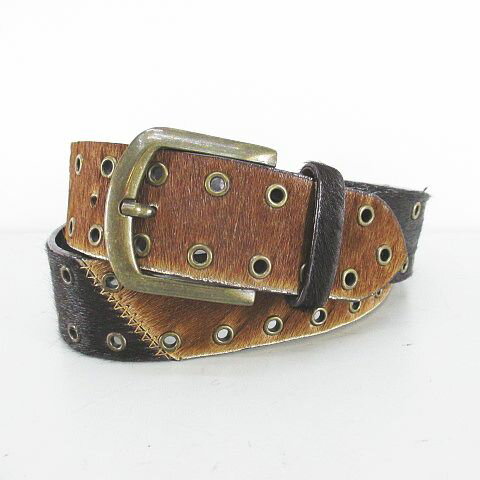 【中古】プレーンベルト レザー 茶系 ブラウン 継ぎ接ぎ ピン式 バックル 小物 メンズ 【ベクトル 古着】 251021