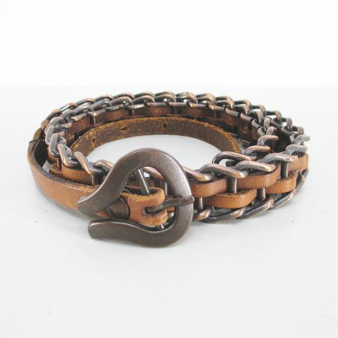 【中古】リプレイ REPLAY 細ベルト プレーンベルト レザー 茶系 ブラウン チェーン ピン式 バックル 小物 レディース 【ベクトル 古着】 251021