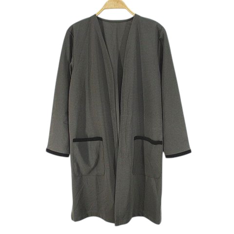 【中古】ボンサンス BonSens 長袖 カーディガン 38 緑系 カーキ サイドスリット ストレッチ レディース 【ベクトル 古着】 251021