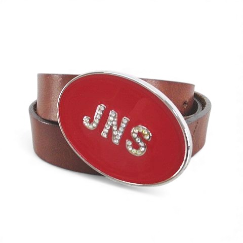 【中古】シモネッタジーンズ simonetta jeans ベルト レザー XS 茶系 ブラウン ロゴ 文字 ラインストーン トップ式 バックル 小物 レディース 【ベクトル 古着】 251023