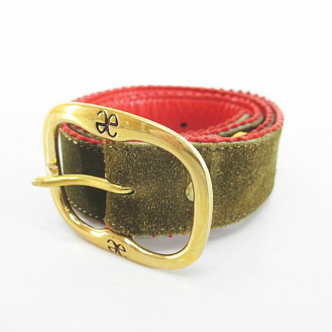 【中古】エレガンスブティック Elegance Boutique プレーンベルト レザー スエード調 65-75 茶系 ブラウン フランス製 ハートモチーフ ピン式 バックル 小物 レディース 【ベクトル 古着】 251023