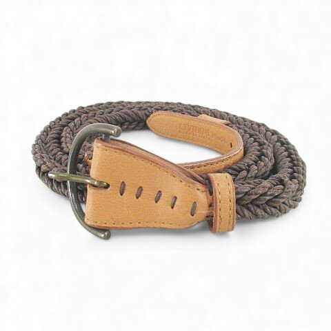 【中古】チヴィディーニ CIVIDINI 細ベルト プレーンベルト 編み込み レザー 5CM34IN 茶系 ブラウン イタリア製 ピン式 バックル 小物 レディース 【ベクトル 古着】 251027