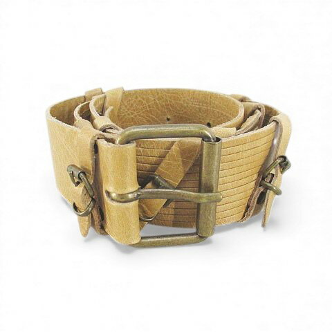 【中古】クラウディオ オルチアーニ claudio ORCIANI プレーンベルト レザー 本革 85 ベージュ系 イタリア製 ピン式 バックル 小物 レディース 【ベクトル 古着】 251027