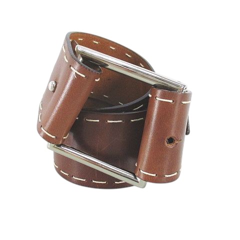 【中古】クラウディオ オルチアーニ claudio ORCIANI 太ベルト レザー 本革 80 茶系 ブラウン イタリア製 ステッチ トップ式 バックル 小物 レディース 【ベクトル 古着】 251028