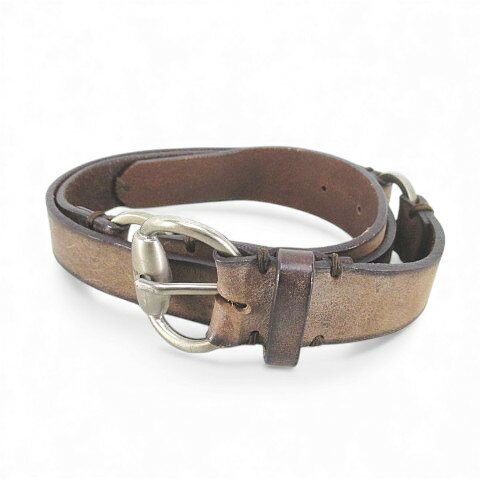 【中古】グネックス GUNEX 細ベルト プレーンベルト レザー 茶系 ブラウン ピン式 バックル 小物 レディース 【ベクトル 古着】 251028