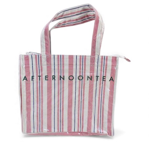 【中古】アフタヌーンティー Afternoon Tea トートバッグ ストライプ ロゴ ピンク ナイロン レディース 【ベクトル 古着】 251115