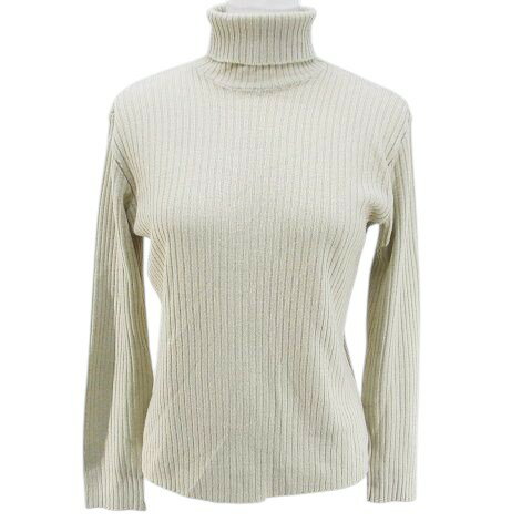 【中古】vitos 長袖 ニット セーター タートルネック 2 白系 オフホワイト フランス製 リブ 無地 レディース 【ベクトル 古着】 251117