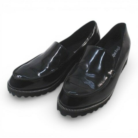 【中古】ジェフリーキャンベル Jeffrey Campbell ローファー ウェッジソール シルバー金具 37 ブラック 黒系 エナメル レディース 【ベクトル 古着】 260106