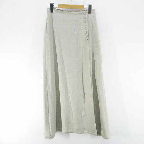 【中古】アダムエロペ Adam et Rope' サロン SALON ロング丈 フレアスカート スカート F 灰系 グレー 日本製 スリット ポケット 裏地 無地 レディース 【ベクトル 古着】 260109