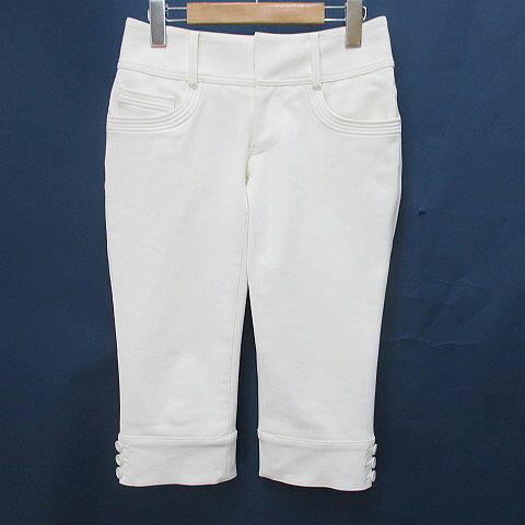 【中古】ロートレアモン LAUTREAMONT 七分丈 クロップドパンツ サブリナパンツ 2 白系 ホワイト 無地 ジップフライ 裾ボタン ストレッチ 日本製 レディース 【ベクトル 古着】 260109