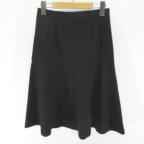 【中古】クリスセリーン CHRISCELIN 膝丈 フレアスカート スカート 38 黒系 ブラック 日本製 無地 レディース 【ベクトル 古着】 260115