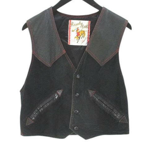 【中古】Randy Res ヴィンテージ ベスト ジレ レザー 黒系 ブラック ポケット 裏地 メンズ 【ベクトル 古着】 260125