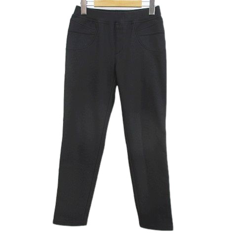 【中古】フォンタナグランデ FONTANA GRANDE ロング丈 スリムパンツ 36 灰系 ダークグレー 無地 ウエストゴム 裏起毛 ストレッチ レディース 【ベクトル 古着】 260125