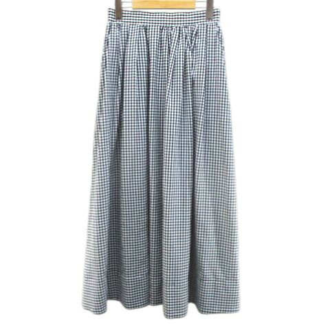 【中古】アーバンリサーチ サニーレーベル URBAN RESEARCH Sonny Label ギンガムチェック柄 ロング丈 フレアスカート 36 黒系 ブラック ギャザー ストレッチ レディース 【ベクトル 古着】 260202