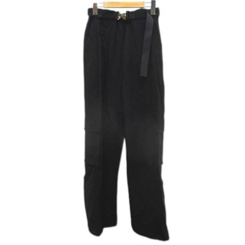 【中古】エモダ EMODA ロング丈 カーゴパンツ F 黒系 ブラック 無地 ウエストゴム ストレッチ 裏地 レディース 【ベクトル 古着】 260205