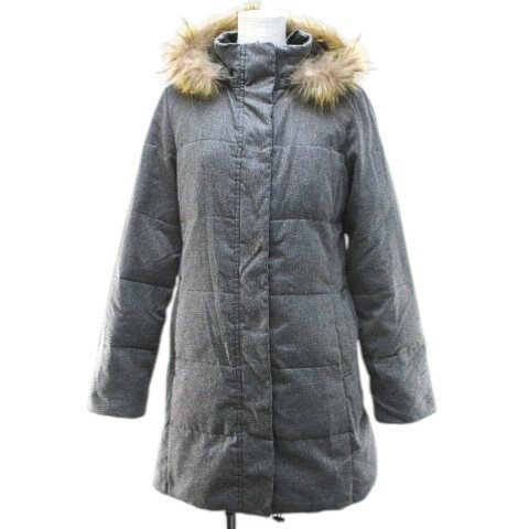 樂天商城 - 【中古】インデックス INDEX リバーシブル ダウン ジャケット ミドル丈 M 灰系 グレー フード ラクーンファー ジップアップ 裏地 レディース 【ベクトル 古着】 260205