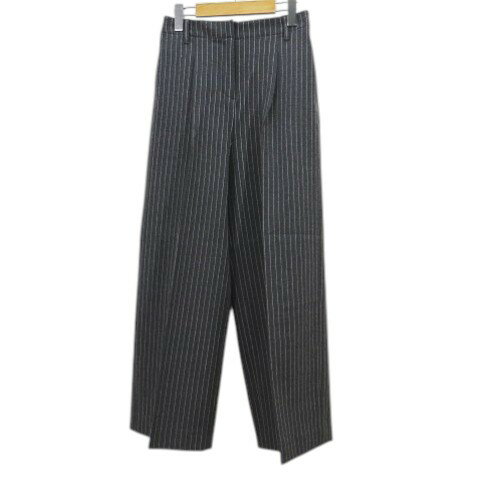 Capri Pants - 【中古】プラステ PLST スラックス ワイドパンツ S グレー系 ストライプ柄 ウォームリザーブ タック ストレッチ レディース 【ベクトル 古着】 260321