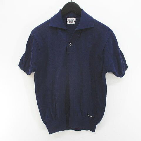 【中古】イーストボーイ EAST BOY 半袖 ニット ポロシャツ カットソー M 紺系 ネイビー ロゴ 文字 メンズ 【ベクトル 古着】 260330
