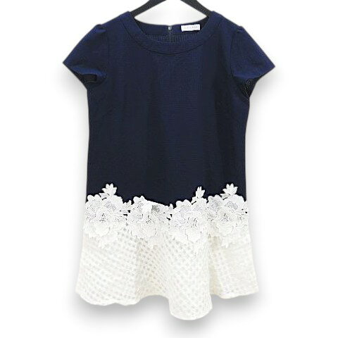 Tunics - 【中古】オースチン リード Austin Reed 半袖 チュニック 40 紺系 ネイビー レース チェック フレア レディース 【ベクトル 古着】 260409