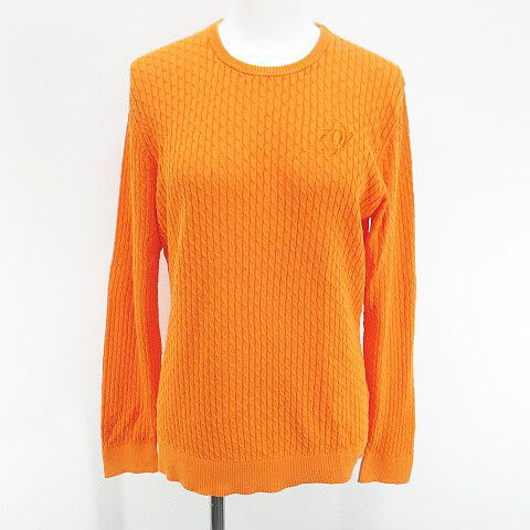 【中古】ゾーイ ZOY DRESS CODE INTERNATIONAL ゴルフウェア 長袖 ニット セーター 40 オレンジ系 ロゴ 刺繍 ケーブル編み レディース 【ベクトル 古着】 260409