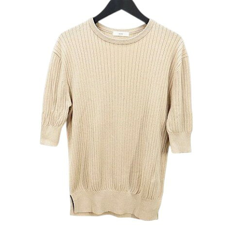 yori ヨリ　コットンパフスリーブニットネイビー 中古・古着通販】YORI (ヨリ) コットンパフスリーブニット ネイビー