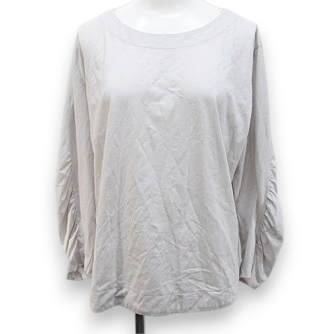 乐天商城 - 【中古】ギャバジンケーティー Gabardine K.T 長袖 カットソー 13+ 灰系 ライトグレー 無地 ギャザー バックボタン サイドスリット 透け感 日本製 レディース 【ベクトル 古着】 260424