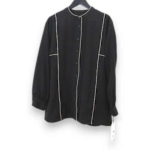 Rakuten - 【中古】未使用品 AnnaNicola アンナニコラ 長袖 ブラウス 38 黒系 ブラック スタンドカラー パイピング タグ付き レディース 【ベクトル 古着】 260430