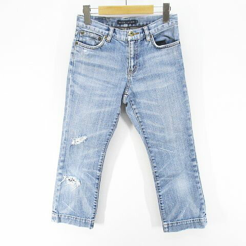 [Used] Ralph Lauren Denim Jeans, Zip Fly, Size 31, Blue/Indigo, Distressed Finish, Ankle Length, Women's [Vector Used Clothing] 260604