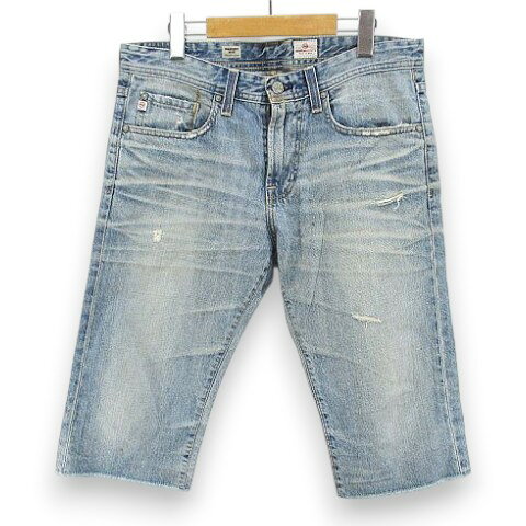 [Used] AG Denim Pants Jeans Knee-Length Half Pants Zip Fly Size 31 Light Blue Indigo Made in USA Distressed Finish Men's [Vector Used Clothing] 260611