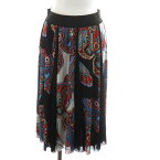 【中古】ヴィヴィアンタム VIVIENNE TAM GIANT BUTTERFLY PRINT SKIRT フレアスカート ひざ丈 総柄 40 L 黒 ブラック 青 ブルー 赤 レッド 10176520 /AN18 レディース 【ベクトル 古着】 230628