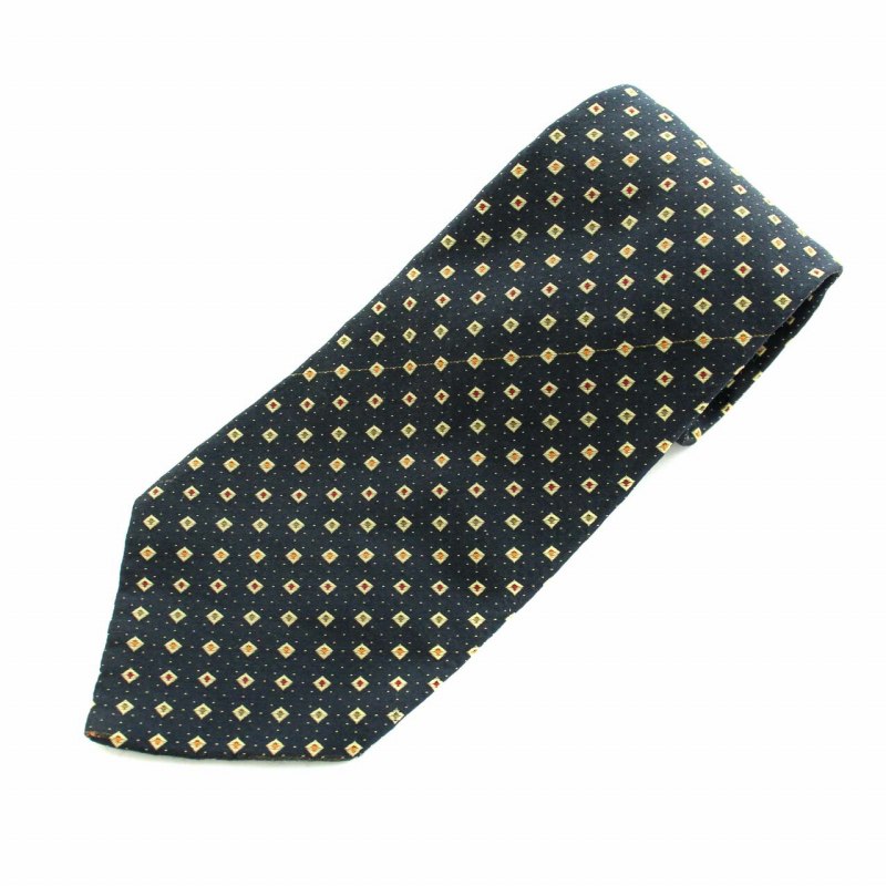 【中古】ジバンシィ GIVENCHY ネクタイ レギュラータイ ドット柄 総柄 絹 シルク 黒 ブラック ゴールド /YT ■GY08 メンズ 【ベクトル 古着】 230703