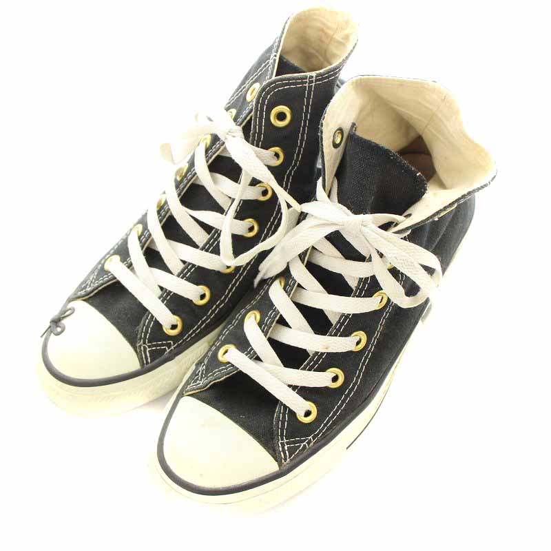 【中古】コンバース CONVERSE LOVE BY e.m. スニーカー ハイカット キャンバス リボン US5.5 24.5cm 黒 ブラック /YI17 ●D レディース 【ベクトル 古着】 230828 2