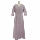 【中古】アメリヴィンテージ Ameri VINTAGE 21SS LANTERN SLEEVE TUCK DRESS フレアワンピース ミモレ ロング 半袖 Vネック スリット 無地 S 紫 パープル 02110550990 /BB レディース 【ベクトル 古着】 231129