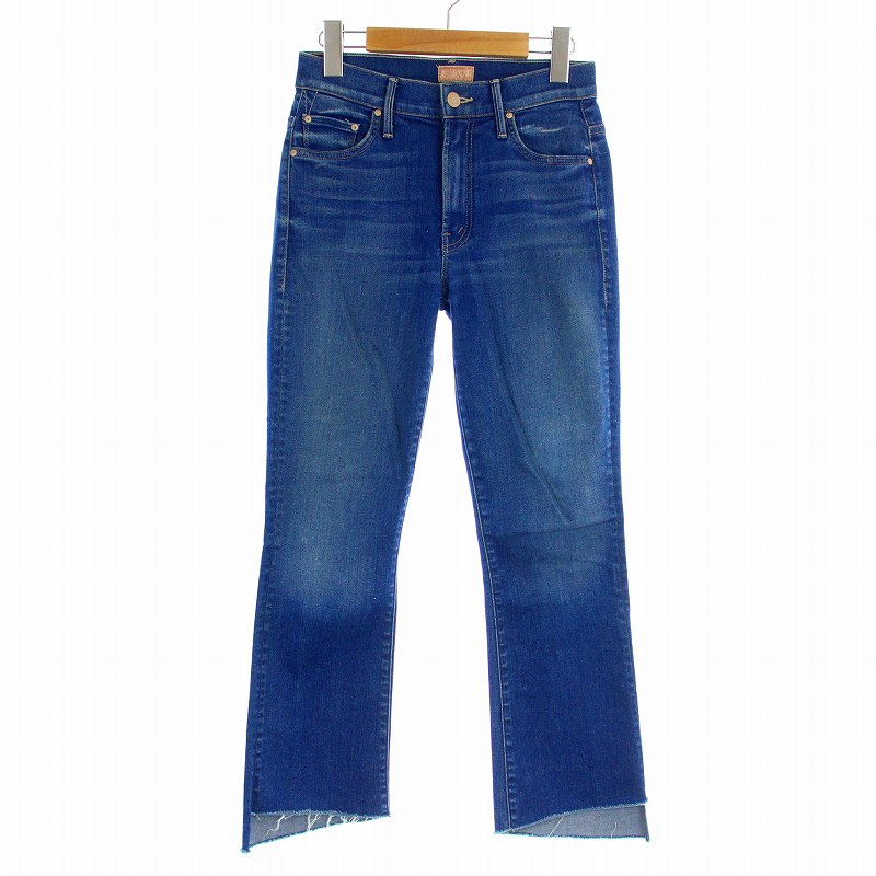 【中古】マザー mother INSIDER CROP STEP FRAY デニム パンツ ジーンズ フレア クロップド丈 カットオフ USED加工 24 S インディゴ 1157-229 /KU レディース 【ベクトル 古着】 231206