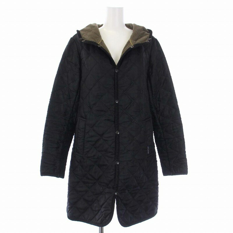 【中古】スモックショップ THE SMOCK SHOP キルティングコート 中綿 アウター フード ミドル丈 ロング S 黒 ブラック /TK レディース 【ベクトル 古着】 231209