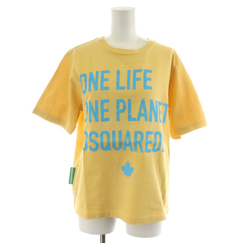 【中古】未使用品 ディースクエアード DSQUARED2 One Life Renny Tee Tシャツ カットソー 半袖 ロゴ XS 黄 イエロー /AN21 ■GY29 レディース 【ベクトル 古着】 240118