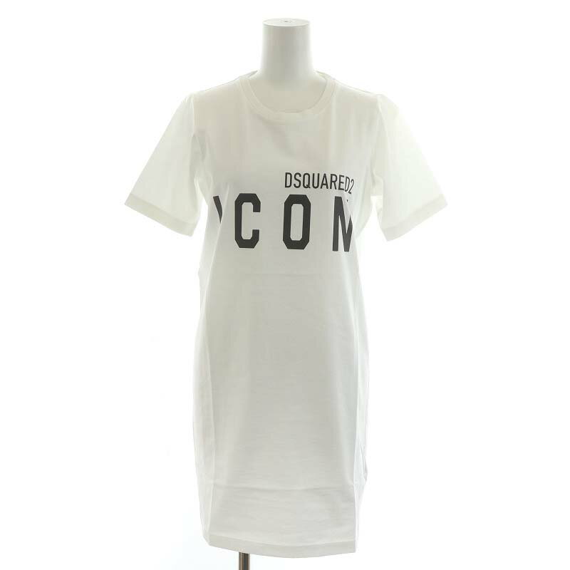 【中古】未使用品 ディースクエアード DSQUARED2 Tシャツ カットソー 半袖 ロゴ XXS 白 ホワイト /AN29 ■GY29 レディース 【ベクトル 古着】 240118