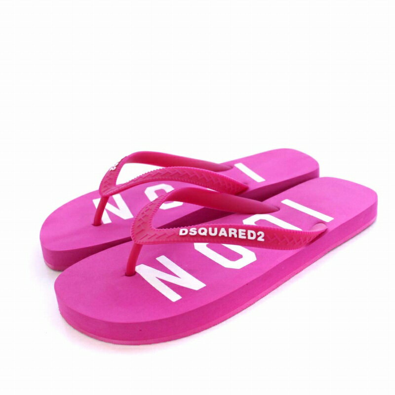 【中古】未使用品 ディースクエアード DSQUARED2 FLIP FLOPS ICON ビーチサンダル トング ラバー 38 24cm ピンク /KH ■GY29 レディース 【ベクトル 古着】 240122